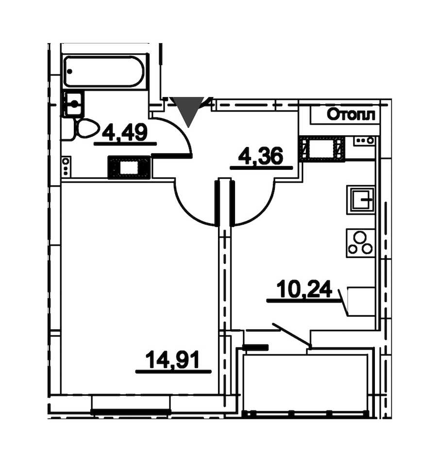 Однокомнатная квартира в : площадь 36.86 м2 , этаж: 16 – купить в Санкт-Петербурге